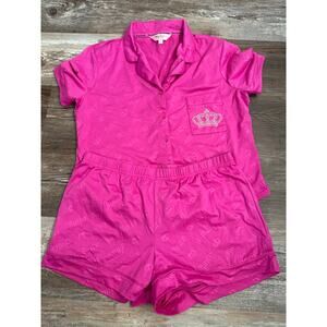 Juicy Couture Y2K studded shirt pajama set in fuchsia size L